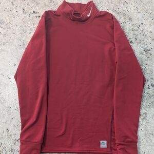 Nike Maroon Therma Long-Sleeve Mock Neck Top